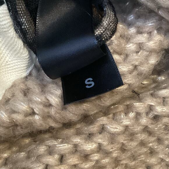 Perfect Number Fall 2020 RARE Sheer Overlay Chunky Knit Cropped Sweater S - Picture 10 of 12